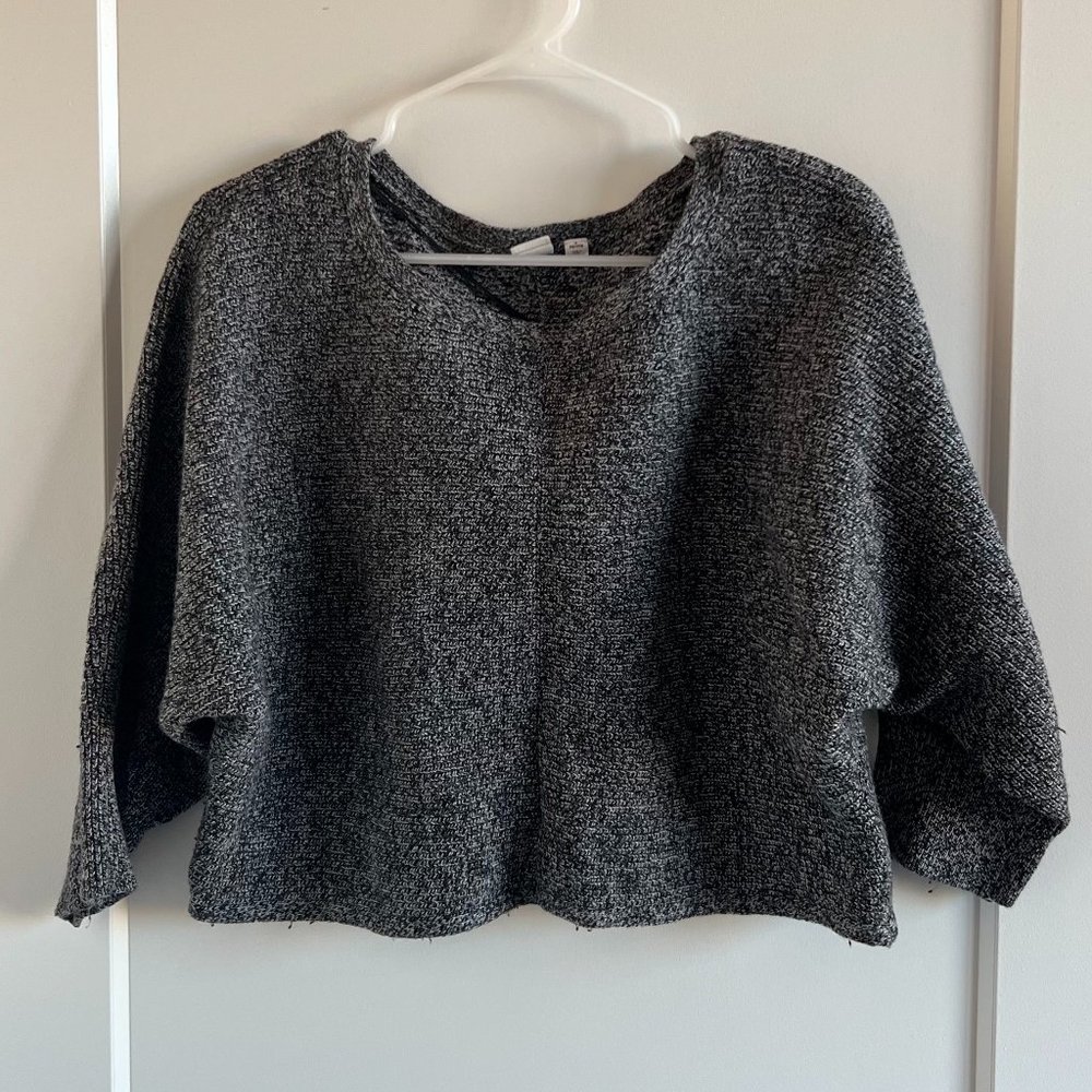GAP Black and White Boxy Boatneck Cropped Sweater